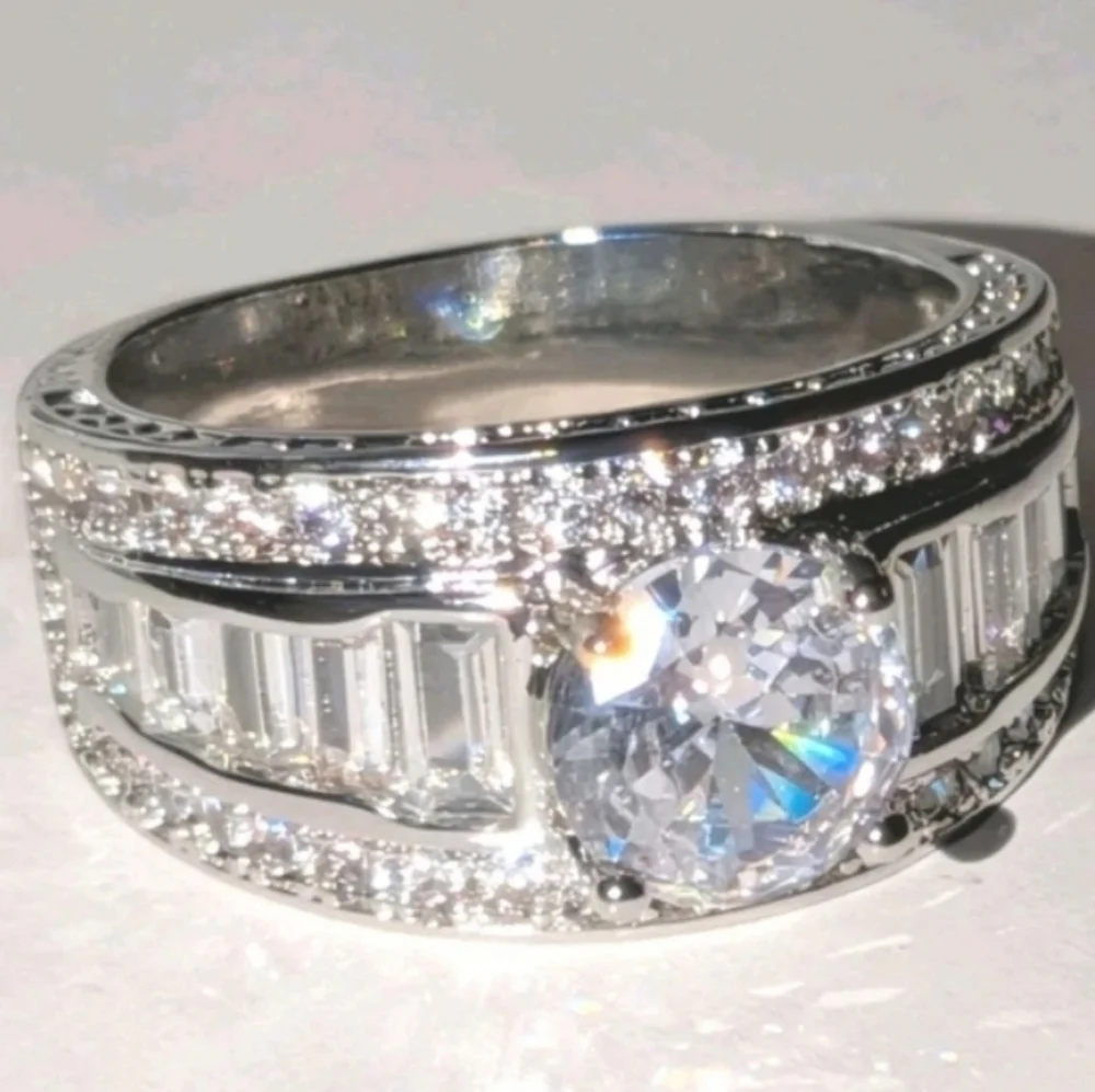 Classic Mens Dazzling 3ct Round Cut Lab Created diamond Engagement ring